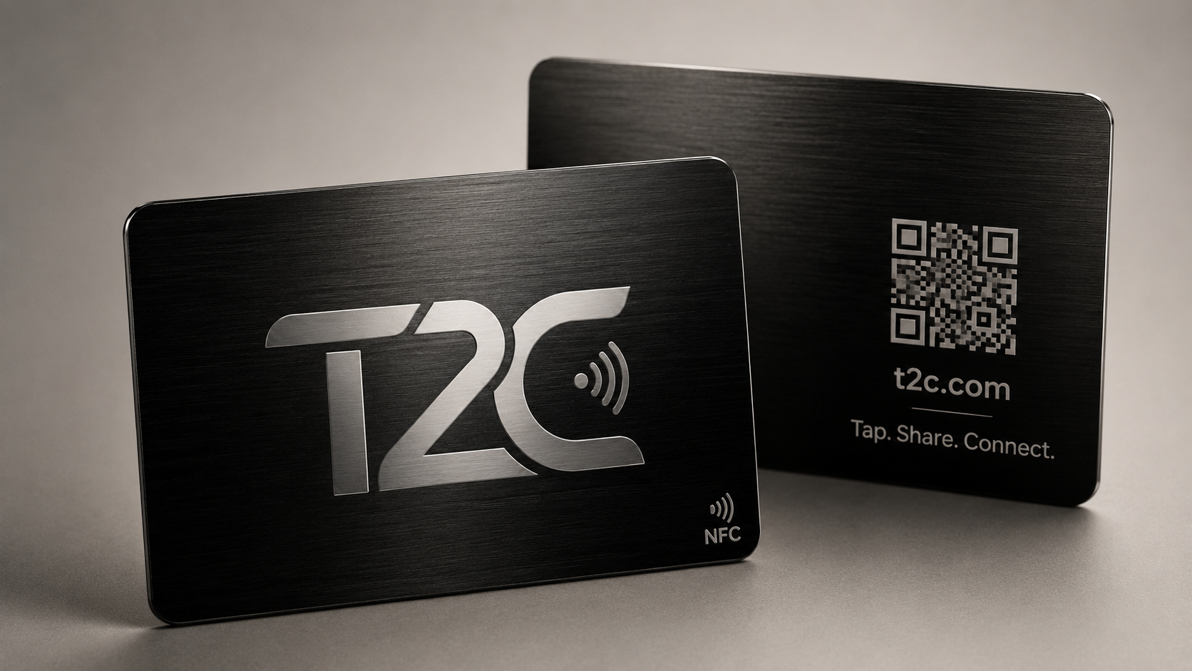 T2C Platinum black NFC card shown from the front and back